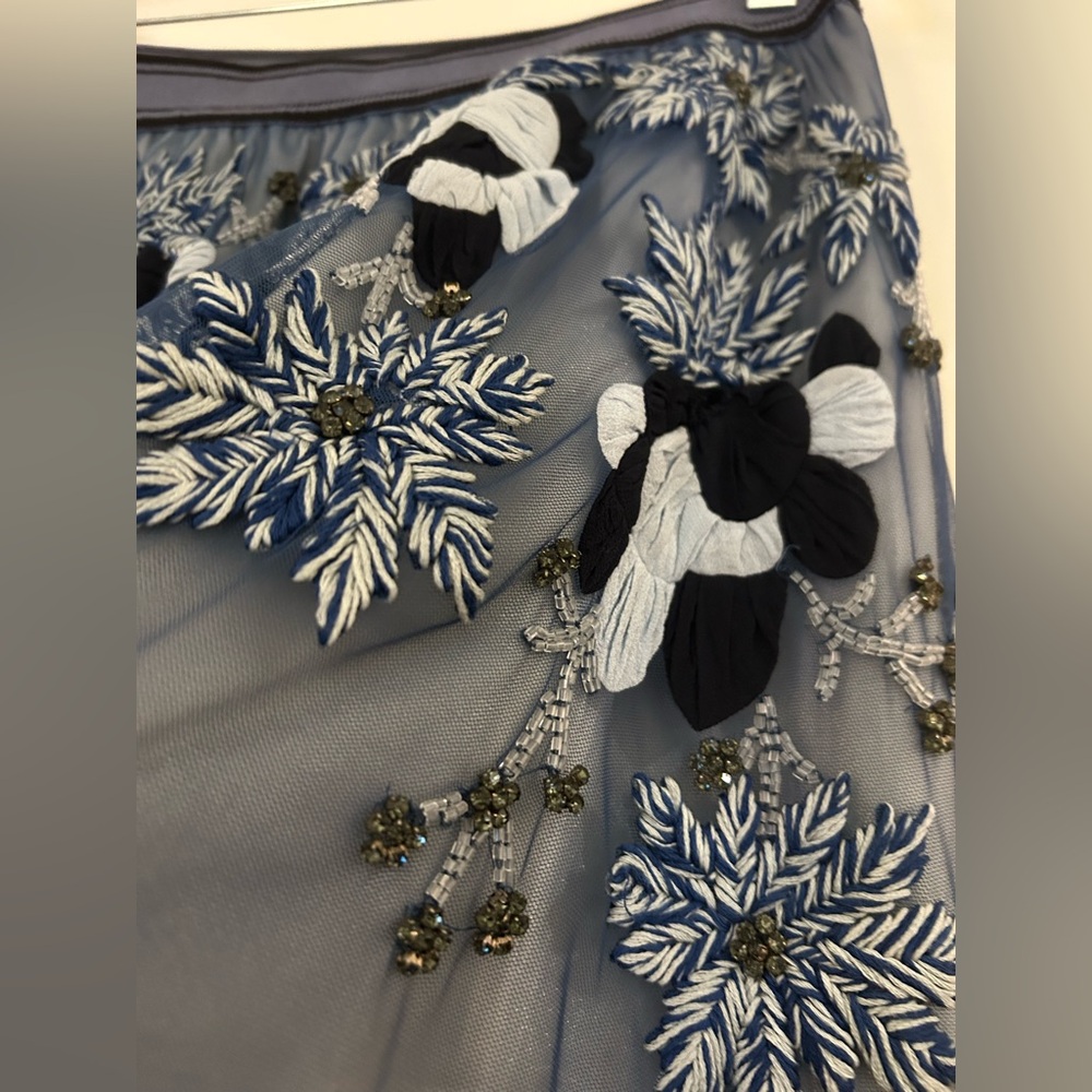 Anthropologie Beaded and Embroidered Tulle Midi Skirt - Picture 3 of 9